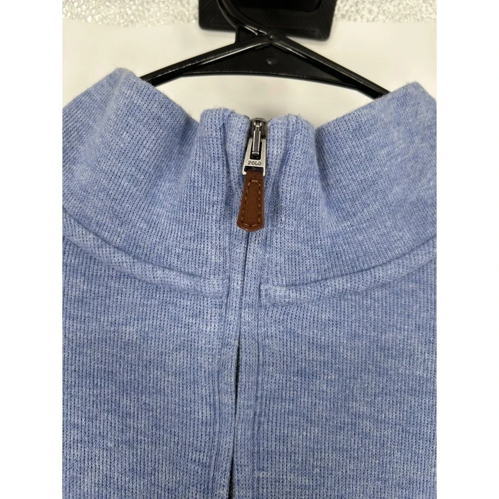 Polo Ralph Lauren Sweater Knit Light Blue Estate‎ Rib Quarter 1/4 Zip Flesh Pony